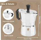 Agatige 50ml 1 Cup Moka Coffee Pot, Aluminum Espresso Coffee Maker Stovetop Coffee Percolator Stovetop Espresso Pot for Home Camping Office, Italian and Cuban Cafe Brewing