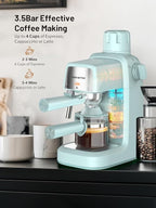KEENSTAR 3.5Bar Espresso Machine with Milk Frother, 800W Compact Espresso and Cappuccino Machine with Preheating Function, 4 Cup Espresso Maker for Cappuccino or Latte, Gift for Coffee Lover