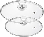 Glass Lid for Pots and Pans, 2 pcs Lids Set Cookware Cover Replacement 20 cm and 26 cm (8 In + 10.25 In)