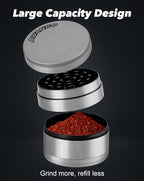3" Grinder for Kitchen Spices, 3-Piece 4-Part Design, Screen-Free, Durable Zinc Alloy, Silver