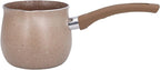 Single Handle Coffee, Pot Mini Milk Pan Aluminum turkish coffee pot Warmer Boiling Alloy Non Stick Anti Scalding for CookingBrown (Brown)