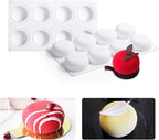 Silicone Cake Mold for Baking，8 Holes 3D Stone Round Shape Silicone Mousse Cake Pop Form,Non-Stick Candy Chocolate Jelly Baking Mould Tray,Pastry Cheesecake Pudding Bread Decorating Tool for Homemade