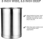 KSENDALO 3 Pack Stainless Steel Utensil Holder for Counter, Brushed Silver Metal Utensil Crock Canister with Heavy Base, Dishwasher Safe, for Kitchen Countertop Storage