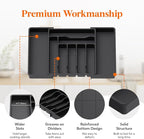 Lifewit Utensil Organizer for Kitchen Drawer, Expandable Cooking Silverware Tray, Adjustable Cutlery Flatware Holder, Plastic Spatula Tools Storage Divider, 13-22.4 x 15", Black