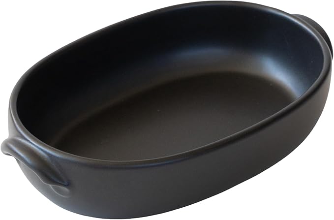 Banko Ware Au Gratin Dish for One Person Diameter 9.4 inches (24 cm), Heat Resistant, Pottery, Oven Safe, Direct Fire, Microwave and Dishwasher Safe, Black, Made in Japan