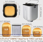 KITCHENARM 29-in-1 SMART Bread Machine with Gluten Free Setting 2LB 1.5LB 1LB Bread Maker Machine with Homemade Cycle - Stainless Steel Breadmaker with Recipes Whole Wheat Bread Making Machine
