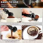 Coffee Scoop & Funnel for Reusable K Cups Refillable Coffee Pods Coffees Measuring Spoon Easy Slide Scoop with Funnel for Ground Coffees, Protein Powder, Tea(COLOR:black)