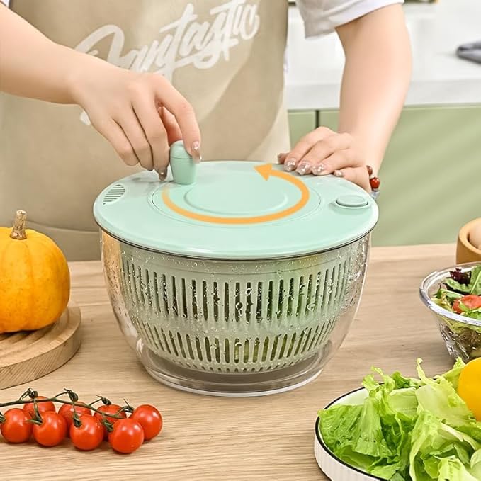 6 In 1 Salad Spinner, Large Salad Spinner with Vegetable Chopper, Multi-Use Lettuce Spinner, Fruit Washer, Wash, Spin and dry Salad Greens, Fruits & Vegetables, Kitchen Tools, Drain,5 Quart
