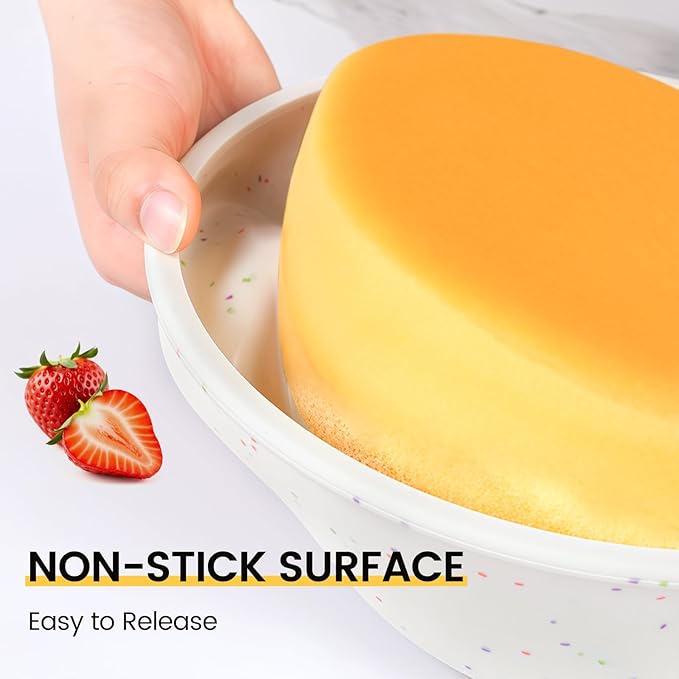 Vinino 10 Inch Silicone Round Cake Pan with Metal Reinforced Frame, Nonstick Silicone Springform Pan for Baking Suitable for Making Layers, Cheese & Chocolate Cakes
