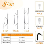 Bilillo 12 Piece Stainless Steel Plate Hangers - 8/12/14 Inch Invisible Heavy Duty Wall Plate Holder with 12 Pieces Wall Hooks for 7.5 to 16 Inch Decorative Plates and Arts (Black)