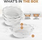 Aunt Shannon's Kitchen White Ceramic Mini Pie Pans - Set of 4 - Small 5.5 Inch Pie Pans with Classic Fluted Rims - Individual Pot Pie Pans for Pot Pies, Quiches, Puddings - Pot Pie Baking Dishes