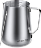 Milk Frothing Pitcher, 50oz Steaming Pitcher Stainless Steel Espresso Machine Accessories for Coffee Bar, Cappuccino Barista Tools Milk Jug Steamer Frother Cup with Decorating Latte Art Pen