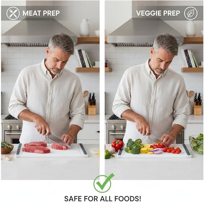 Thirteen Chefs Non Slip Cutting Board 3 Pack Set for Kitchens with Groove - BPA Free and Dishwasher Safe with 16, 12 and 10 Inch Sizes