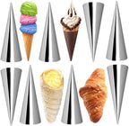 Non-stick Cream Horn Molds Stainless Steel, FantasyDay 5 inch Large Size Cannoli Tubes Kit Pack of 20 Baking Cones Pastry Roll Horn Croissant Mold - Christmas Anniversary Free Standing Cone Shape