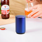 Destapador De Cerveza Automatic Beer Bottle Opener with Magnetic Cap Bottle Opener, Stainless Steel One Handed Lid Opening Spring Loaded Push&Pop Bottle Opener for Kitchen Home Bar Gift（Blue）