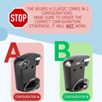 Replacement Water Reservoir Tank for Keurig K-Classic ONLY - CONFIGURATION B. (WILL NOT WORK FOR ANY KEURIG 2.0 MACHINES). ([IMPORTANT: WATCH VIDEO TO VERIFY CONFIGURATION])