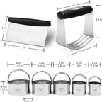 HULISEN Stainless Steel Biscuit Cutter Set, Pastry Scraper and Dough Blender, Sturdy & Long-Lasting with Ergonomic Rubber Grip, Professional Baking Dough Tools, Gift Package (3 Pcs/Set)