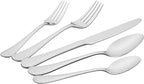 Amazon Basics Silverware Set, Stainless Steel Flatware, Dishwasher Safe, Easy to Clean, Service for 4, 20-Piece Forks and Spoons, Pearled Edge