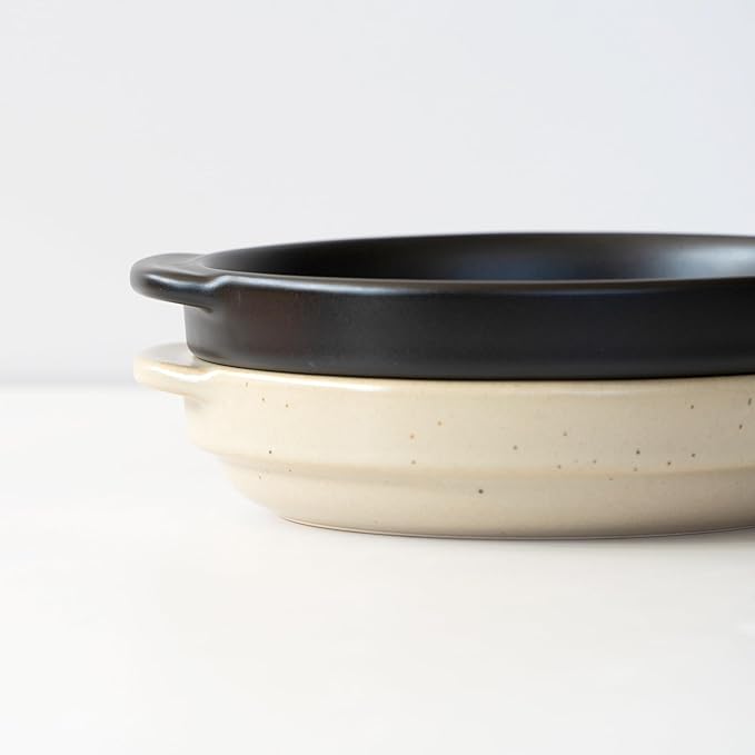 Santo Banko Ware Au Gratin Dish, Small, For One Person Capacity: 9.5 fl oz (270 ml), Heat Resistant, Oven-safe, Direct Fire, Microwave Safe, Dishwasher Safe, Stackable, Black, Made in Japan