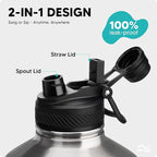 Swigina [2-IN-1 LID] Gallon Insulated Water Bottle with Silicone Boot (48hrs Cold/24hrs Hot) - DIY Stickers, Leakproof, BPA Free, 128 oz