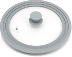 TOPULORS Universal Lid for Pots, Pans and Skillets, Tempered Glass with Silicone Rim Fits All 9 to 11 Inch Diameter Cookware, Replacement Lid, Grey