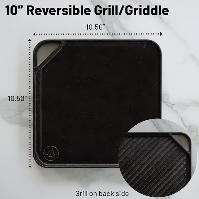 10.5 inch Single-Burner Reversible Cast Iron Grill/Griddle