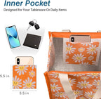iknoe Insulated Lunch Bag for Women & Adults, 9L Foldable Wide-Open Cooler Bag with Pockets, Leakproof & Portable, for Picnic, Office, Beach(Daisy)