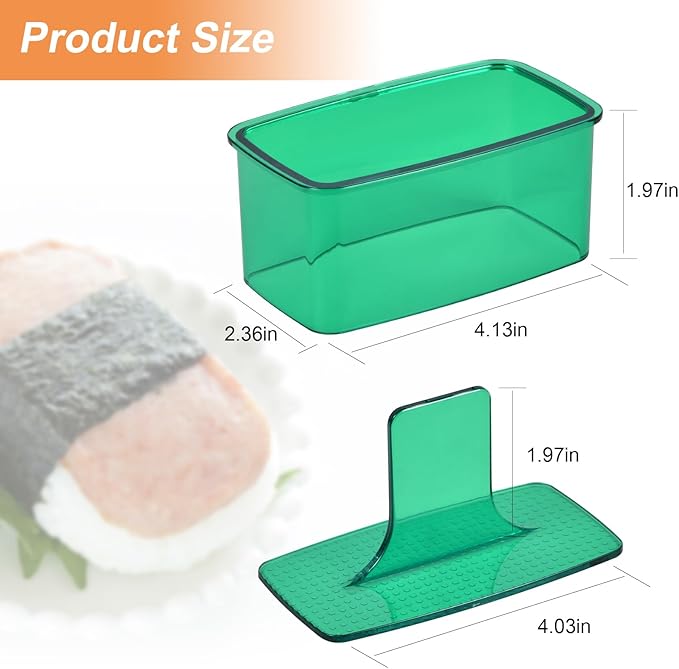 2PCS Green Musubi Maker press mold,Non-stick,BPA-Free sushi mold,Make Hawaiian Musubi at Home or Hawaii Restaurants