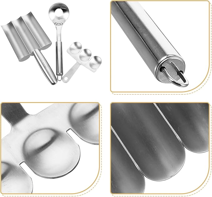 1set Stainless Steel Meatball Maker Tool Set Triple Meat Baller Spatula for Easy Meatball Making Lightweight Convenient Kitchen Gadget for Quick Cooking