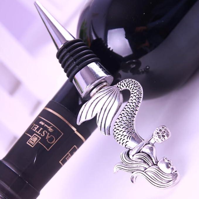 Zinc Alloy Animal Bar Liquor Bottle Pourer Liquor Pour Spout Sdjdhej 2Pcs Mermaid Head Bottle Tipping Nozzle Silicone Stoppers for Christmas and Halloween Decorations (mermaid)