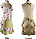 Vintage Floral Apron for Women with Functional Pockets Adjustable Neck Strap for Cooking Baking Mother's Gift