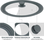 Universal Lid for Pots, Pans, and Skillets - 2 Pack Silicone Replacement Pan Lid Fits 7", 8" 9" & 10", 11", 12" Cookware - Tempered Glass Pot Lid Cover for Frying Pans, Cast Iron, CrockPot