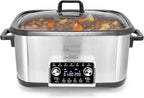 8 Quart 12-in-1 Deluxe Multi Cooker with Sous Vide Function, Programmable Electric Pressure Cooker with Non-Stick Pot, Glass Lid & Adjustable Temperature Settings for Family Meals