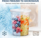JoyServe Deli Food Storage Containers with Lids - (48 Sets) 24-32 Oz Quart Size & 24-16 Oz Pint Size Plastic Airtight Takeout Meal Prep Storage, BPA-Free, Dishwasher, Microwave Safe