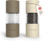 LARS NYSØM Salt and Pepper Grinder Set, Manual Salt and Pepper Mills with Adjustable Ceramic Grinder, Design Spice Shaker Set (Brown/Beige)