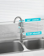 Kitchen Sink Towel Holder, Stainless Steel Dish Cloth Rack, Adjustable Faucet Mount Drying Hanger for Dishrag, Gloves, Gray