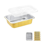 8.5" x 6.5" Heavy-Duty Aluminum Foil Pans with Lids, 47oz, 5 Pack – Extra-Thick Disposable Foil Containers for Oven, Baking, Freezer & Food Storage