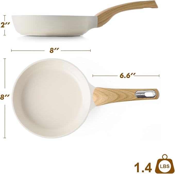 SENSARTE Nonstick Frying Pan Skillet, Egg pan, Omelette Pan, Healthy Cookware Chef's Pan, PFOA Free, 8 Inch, White