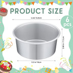 Nuenen 6 Pcs 6 Inch Round Cake Pans Aluminum Round Mold Smash Cake Baking Cheesecake Pans for Home Party Baking Supplies