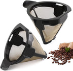 Replacement Parts 2pcs Cone Reusable Coffee Permanent Filters, Compatible with Ninja Coffee Maker CM305, CP301, CP307C,CM401