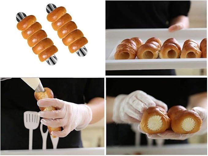 Joyeee 16-Pack Cannoli Tubes Molds Set, With 4.7 Inch Non-Stick Tubes, Large, Reusable Piping Bag, Brush and Stainless Steel Tips, Forms Kit for Croissant Shells and Cream Roll Baking