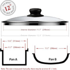 12 Inch Pan Lid - Glass Lids For Lodge 12" Cast Iron Skillet, Frying Pan, Wok, Pot Fry Pan And Dutch Ovens - Designed With Steam Vent Hole