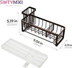 SWTYMIKI Sponge Holder for Kitchen Sink - Sink Caddy with Brush Holder Self-draining Sponge Caddy Organizer with Divider Stainless Steel Kitchen Accessories Storage for Countertop, Bronze