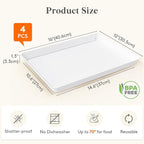 Lifewit Serving Tray for Party Supplies, Reusable Serving Platter for Catering, Snack, Fruit, Charcuterie, Appetizer, Plastic Food Trays, Hosting Essentials, BPA Free, 4 Pcs, Extra Large(16" x 12")