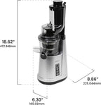 Omega Wide Mouth Juicer Compact Vertical Cold Press Vegetable and Fruit Juice Extractor with 3-Inch Hopper 2-Speed Slow Juicing with Space Saving Design, 120-Watts, Black