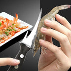 SHINEOFI Shrimp Line Cutter and Peeler with Wood Handle, Seafood Cleaning Tool for Deveining and Shelling Shrimp, Compact Specialty Kitchen Gadget for Home Cooking and Seafood Preparation