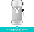 CASABREWS 3700 Essential Espresso Machine 20 Bar, Stainless Steel Cappuccino & Latte Coffee Maker with Steam Frother for Home, 43.9oz Water Tank, Silver