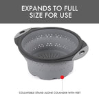 Dexas 8" Collapsible Silicone Colander in Cool Grey, Kitchen Strainer with Handles, 7.2 Cup Capacity | BPA-Free, Heat-Resistant, Space-Saving Kitchen Tool