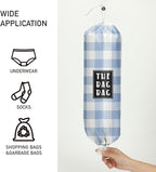 Plastic Bag Holder,Reusable And Washable Grocery Bag organizer,for Home Kitchen Travelling Camping Decor, use 1 Pack, Blue And White Checkered Pattern
