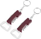 uxcell 2 Pcs Wine Opener, Bottle Opener Keychain, Durable Stainless Steel Waiter's Corkscrew, Compact All-In-One Home Bar Tool for Bar, Party, Wedding, Home, Travel, Dark Red